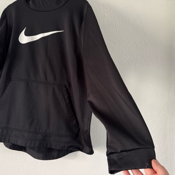 Nike Black Swoosh Logo Therma High Funnel Neck Hoodie Drifit XXL Like New - Picture 2 of 11